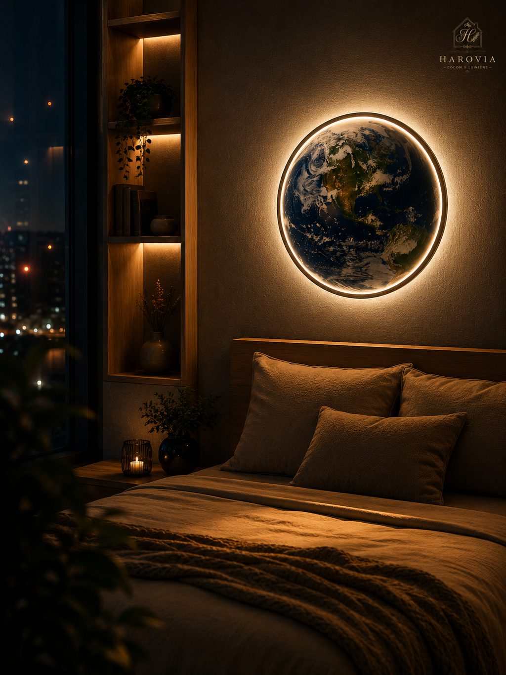 Applique Murale Terre LED – Éclairage d’Ambiance avec Télécommande