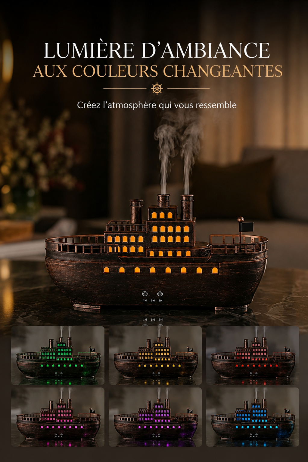 Diffuseur d'Arômes Paquebot Vintage - Brume & Lumière d'Ambiance