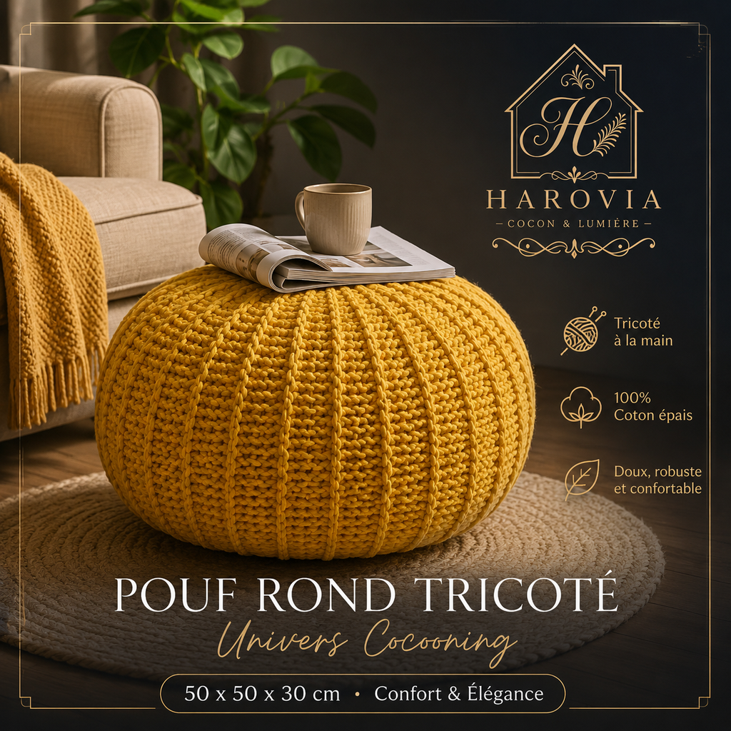 Pouf Tricoté Coton