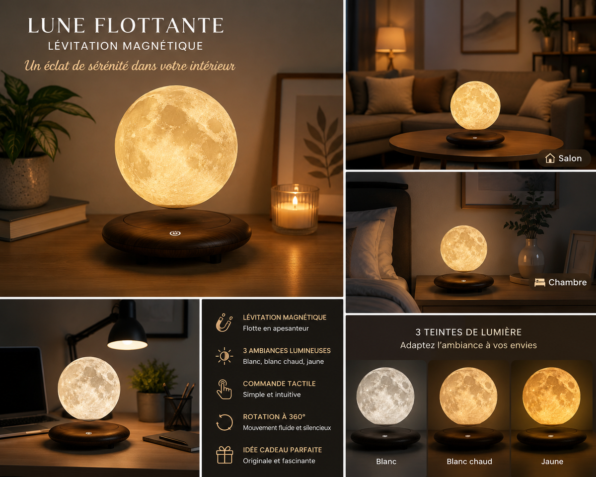 Lune flottante en Lévitation Magnétique
