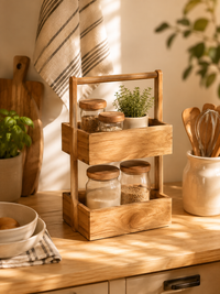 Étagère de rangement en bambou – 2 niveaux