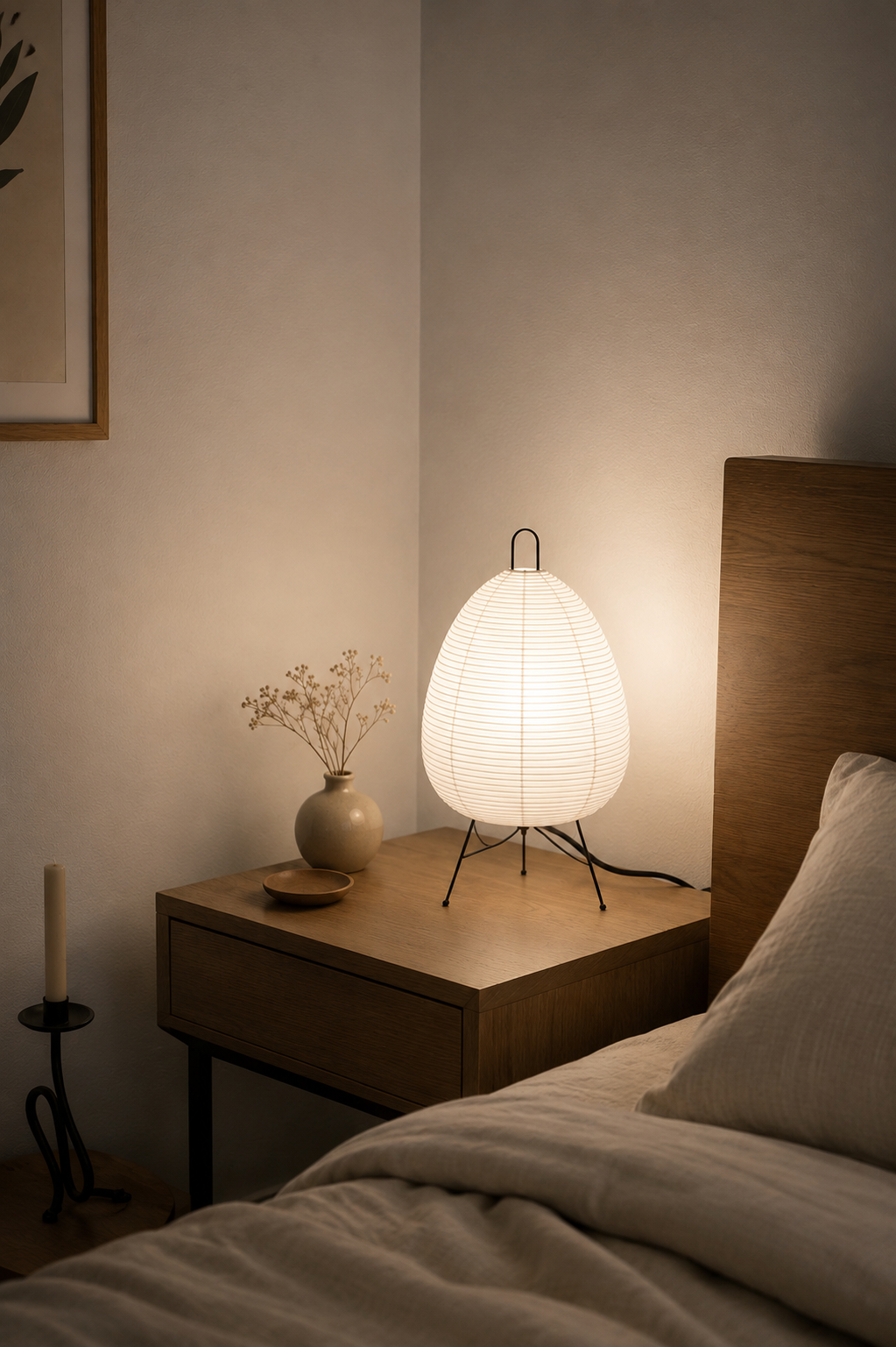 Lampe de table en papier de riz