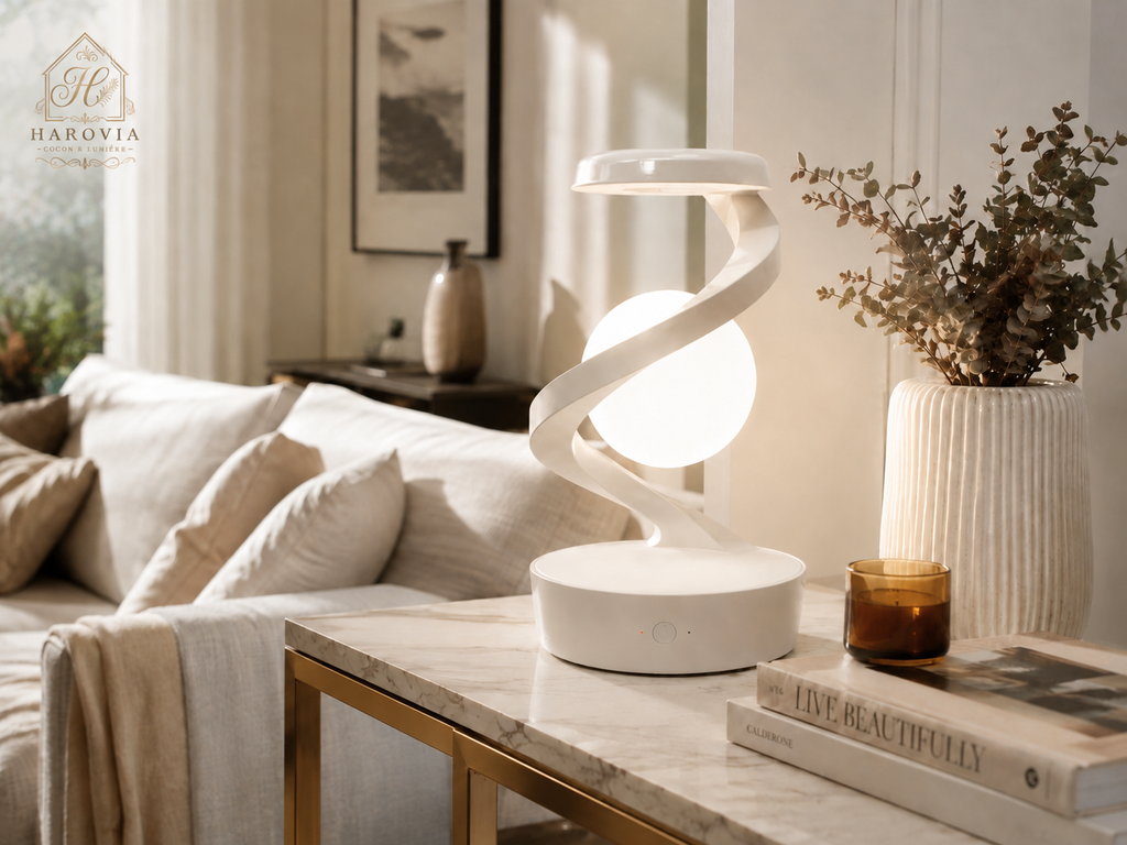 Lampe Lune en Suspension – Éclairage & Charge Sans Fil