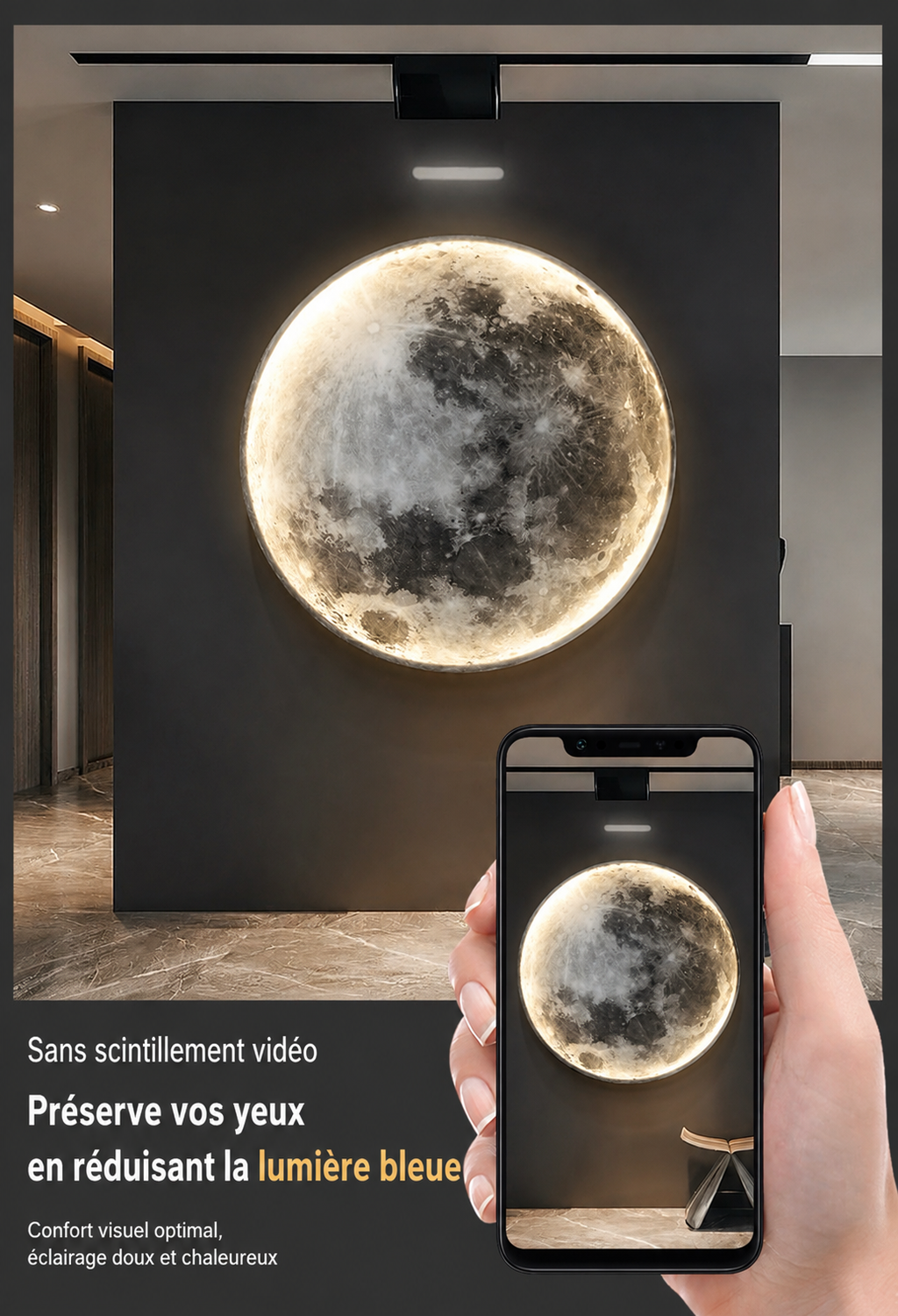Applique Murale Lune LED – Une œuvre lumineuse pour votre intérieur