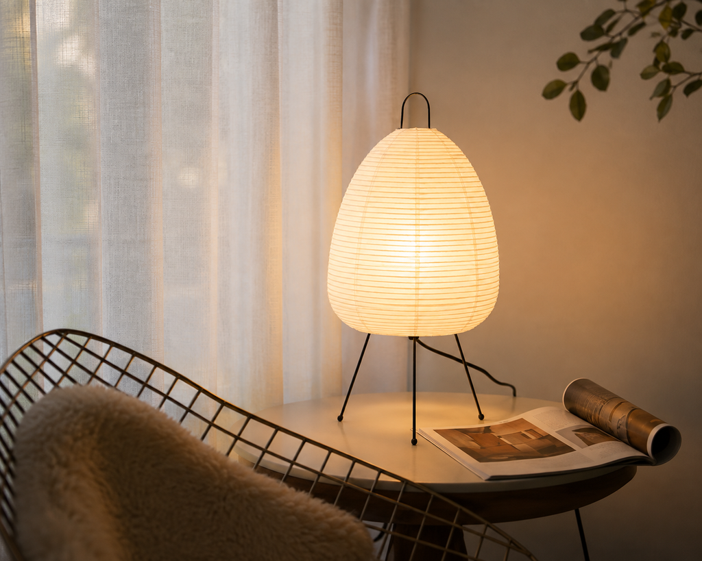 Lampe de table en papier de riz