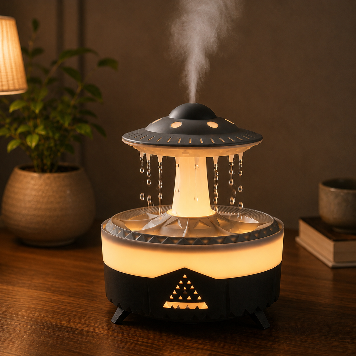 Humidificateur effet pluie & diffuseur d’huiles essentielles