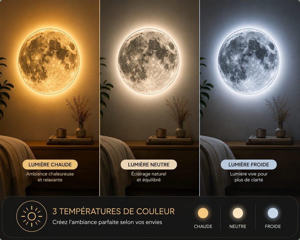 Applique Murale Lune LED – Une œuvre lumineuse pour votre intérieur