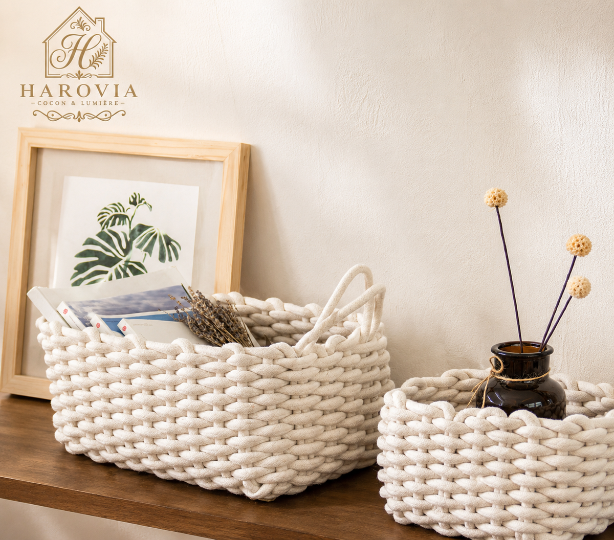 Panier déco de rangement tressé en coton