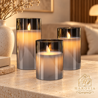Bougies LED effet verre fumé -  Lot de 3