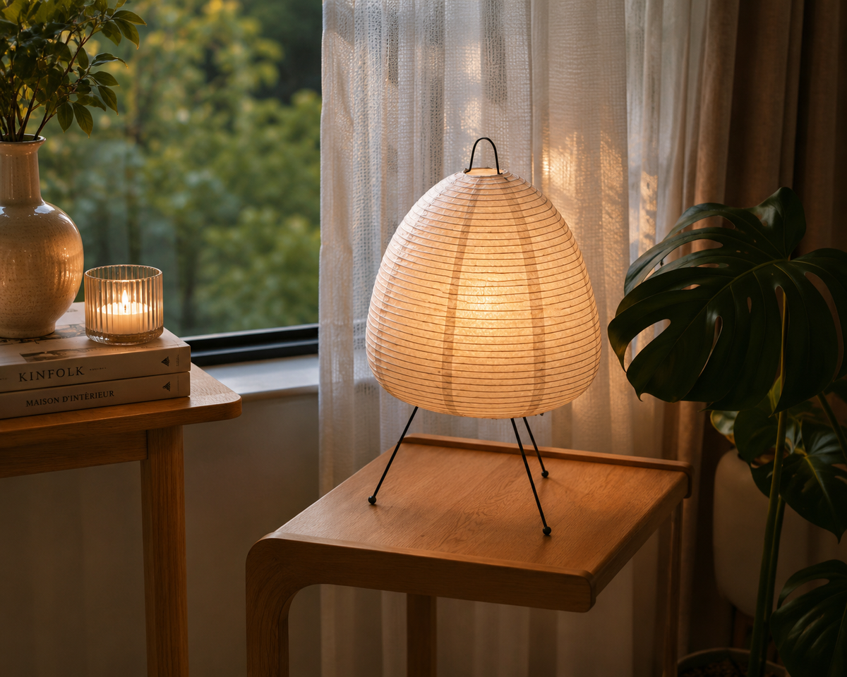 Lampe de table en papier de riz