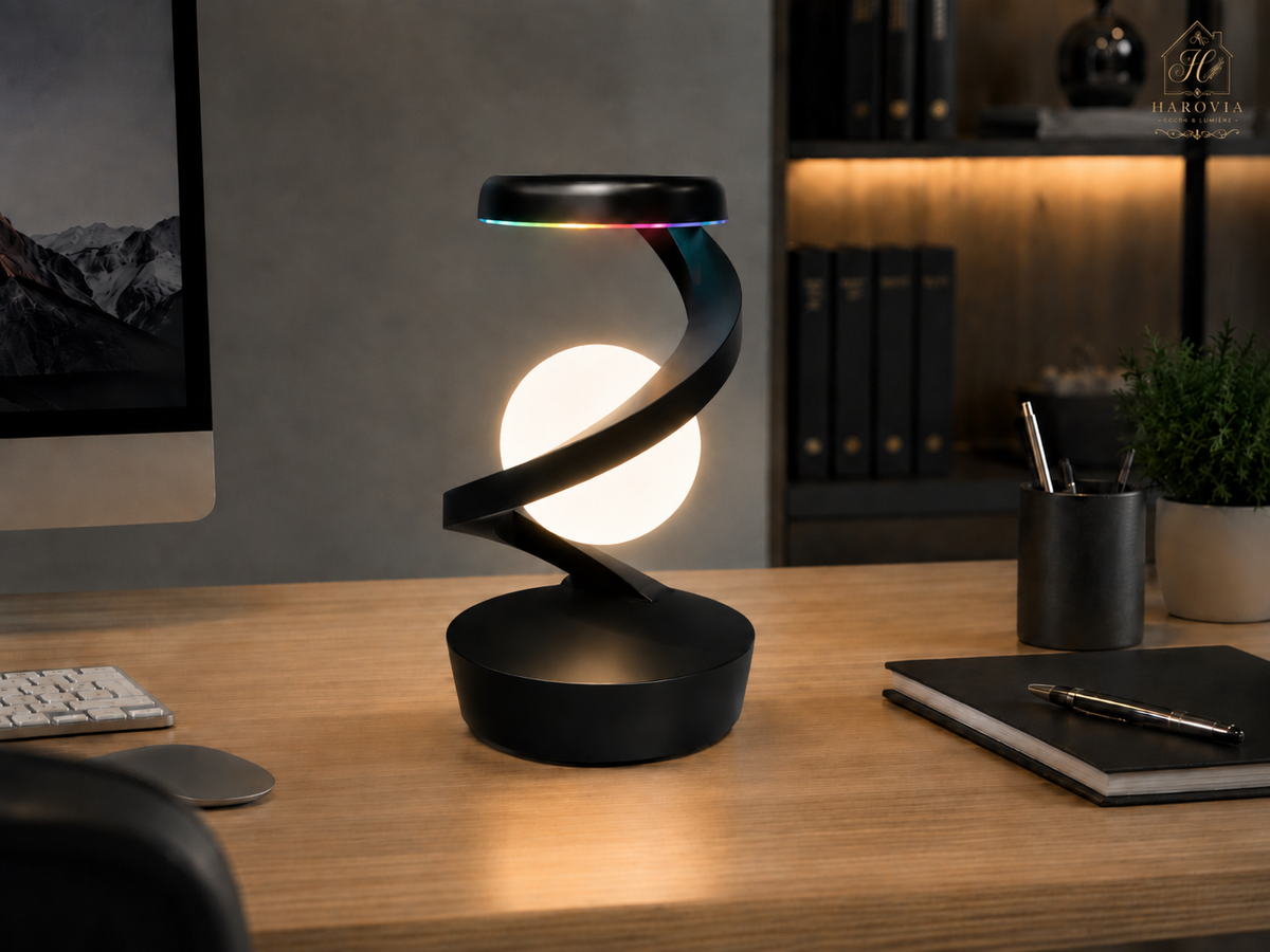 Lampe Lune en Suspension – Éclairage & Charge Sans Fil