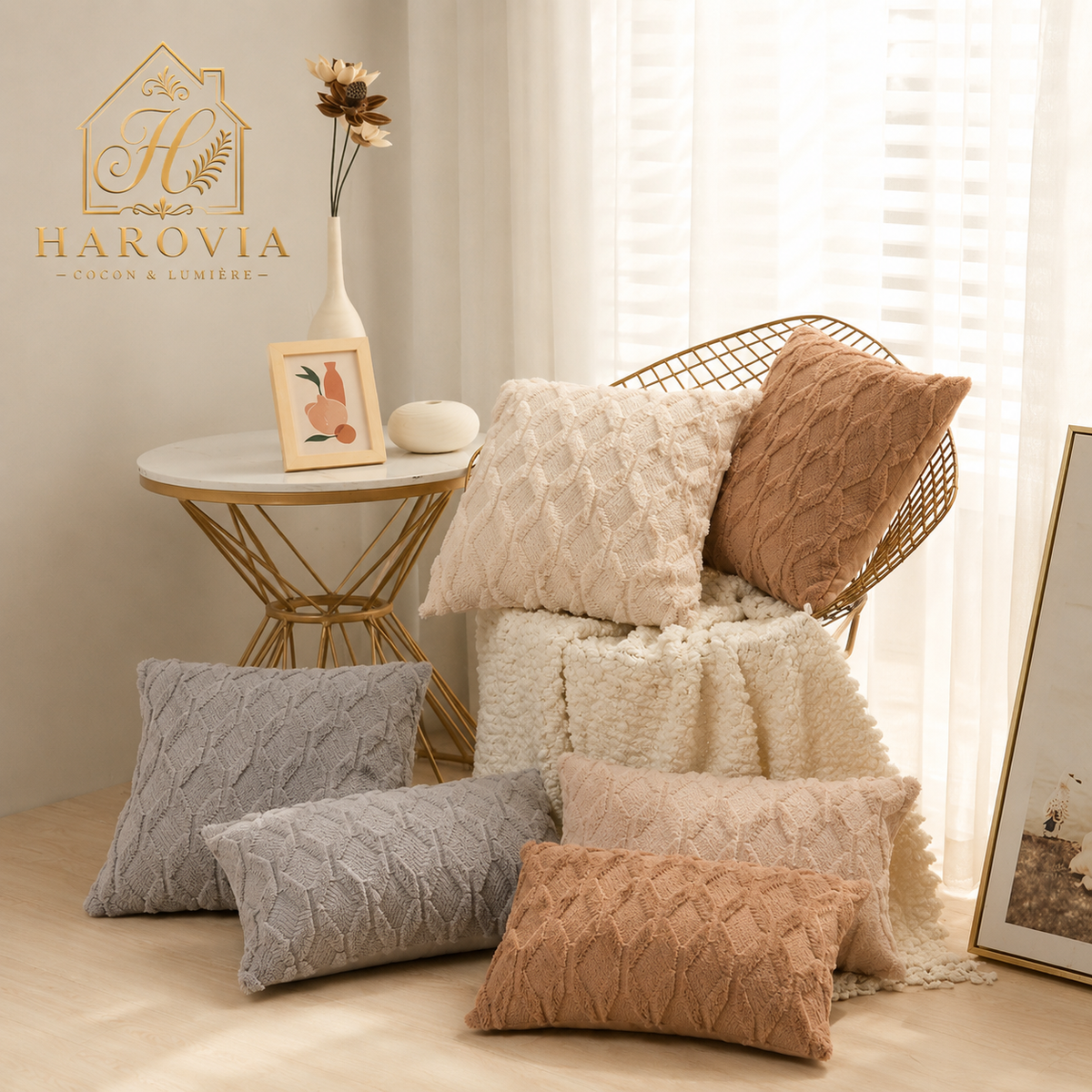 Housse de coussin texturée - Douceur & Élégance