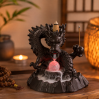 Brûleur d'encens Dragon LED à refoulement - Décoration zen en céramique