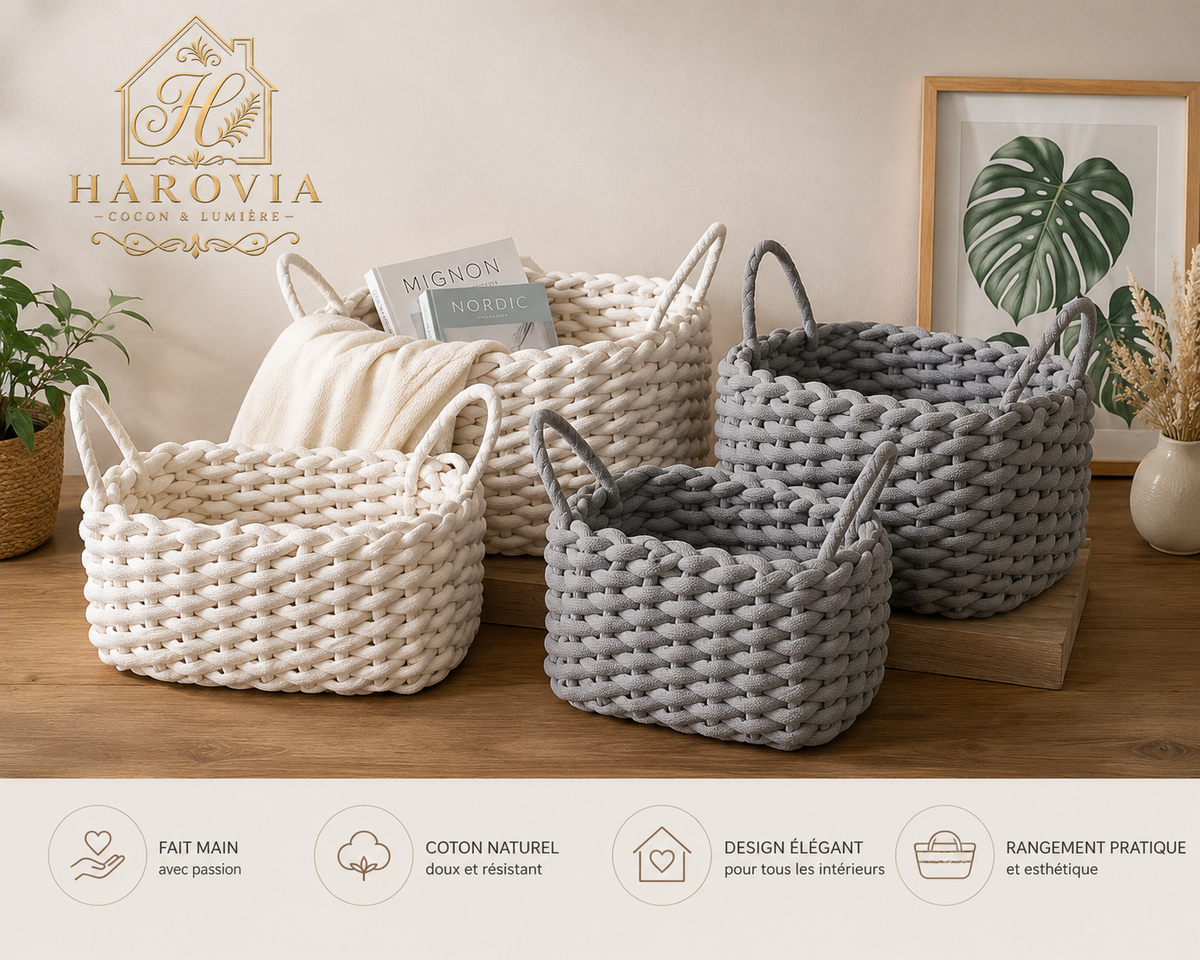 Panier déco de rangement tressé en coton