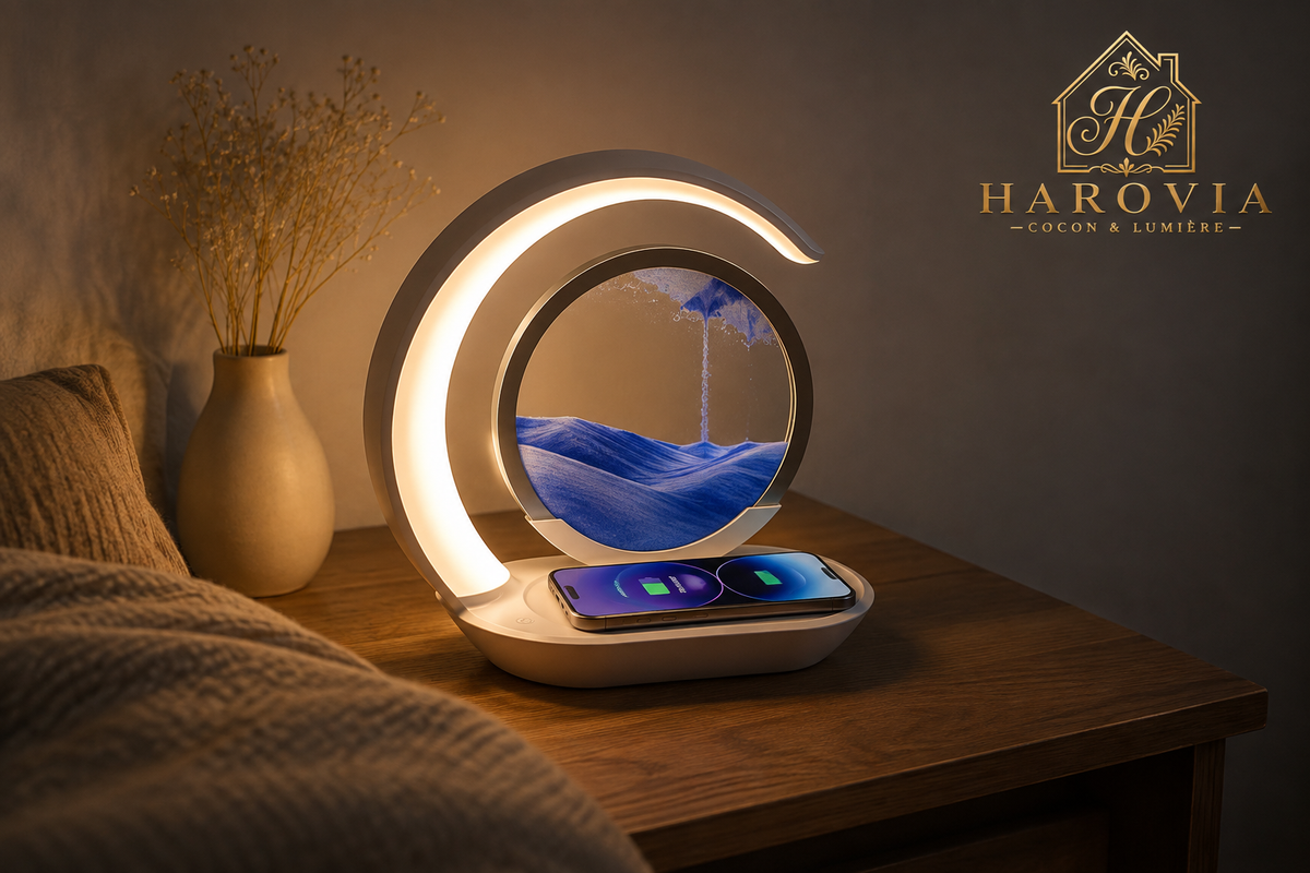 Lampe d'Ambiance Sable Mouvant & Charge sans fil 15 W